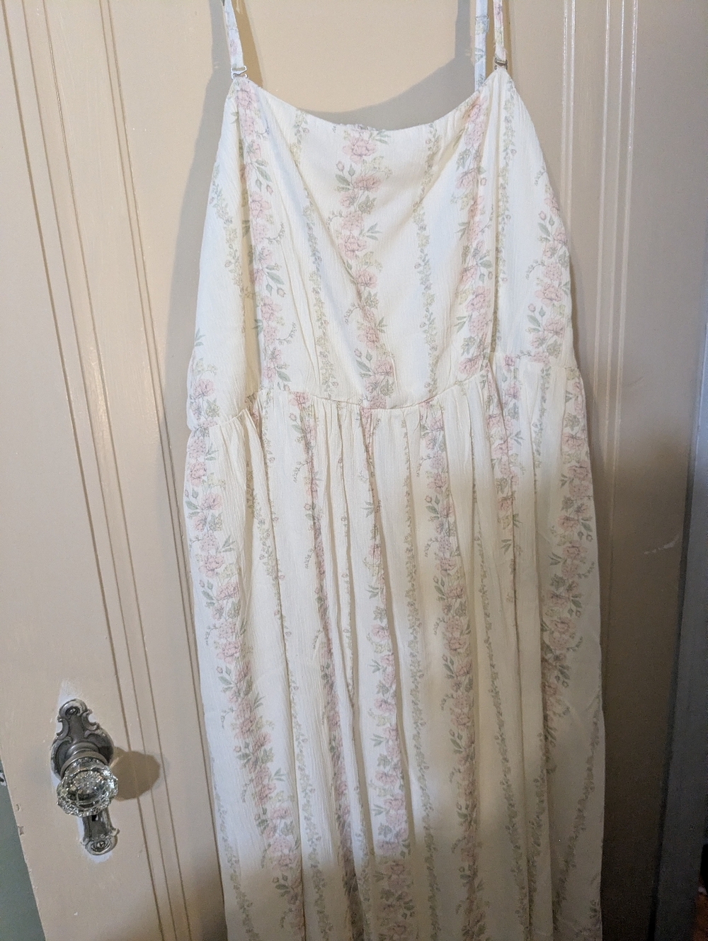 Celebrity Pink Ivory Floral Maxi Dress with Pink & Green Accents